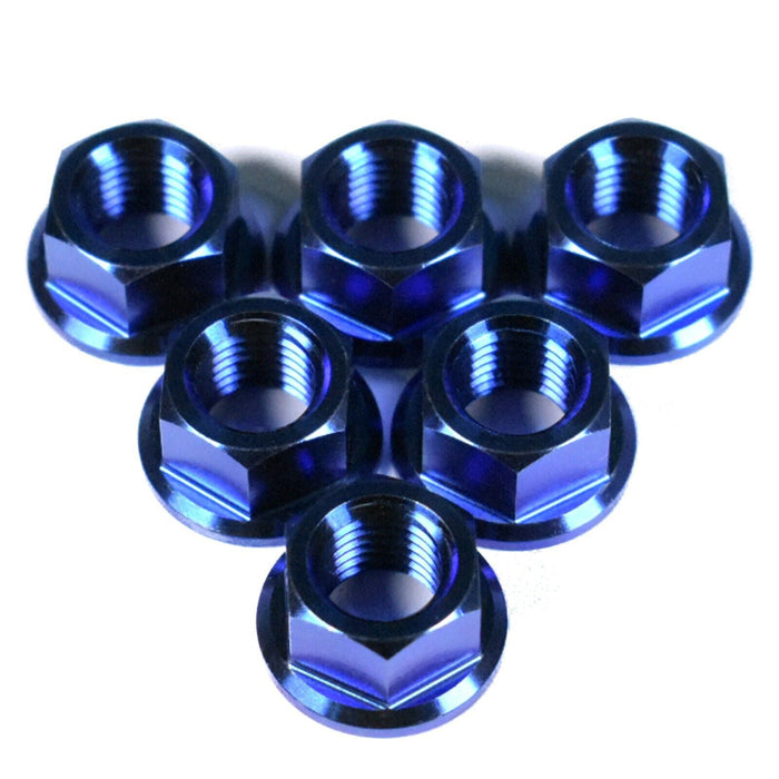 M10x1.25 (19mm OD) Titanium Sprocket Nuts For Most Japanese & Italian Motorcycles, Blue