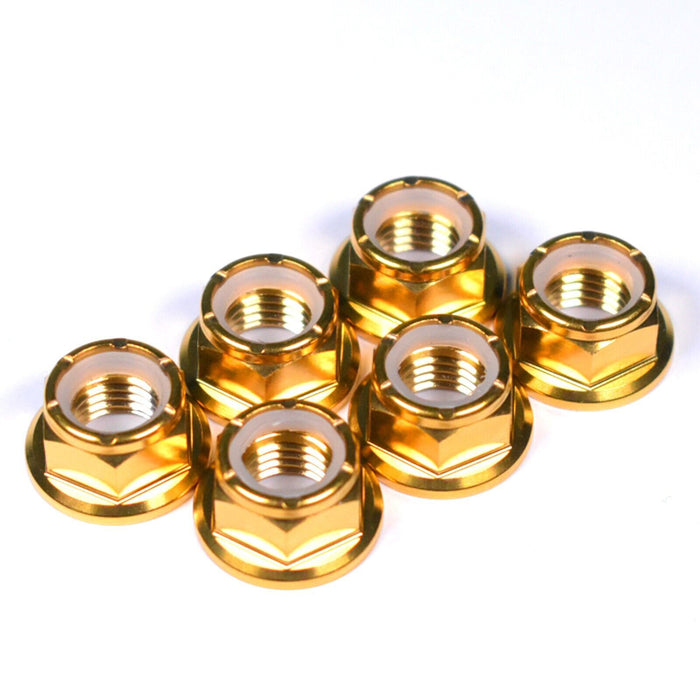 Suzuki GSXR600 GSXR750 Titanium Nyloc Self Locking Sprocket Nuts, 2011-2019, Gold